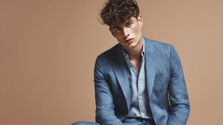 Best men's clothing editorial_ stylish wardrobe essentials, neat layout, modern minimalist studio lighting