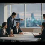 Zespół ekspertów z agencji reklamowej Mayko w Białymstoku analizuje wyniki kampanii Facebook Ads na nowoczesnych monitorach.